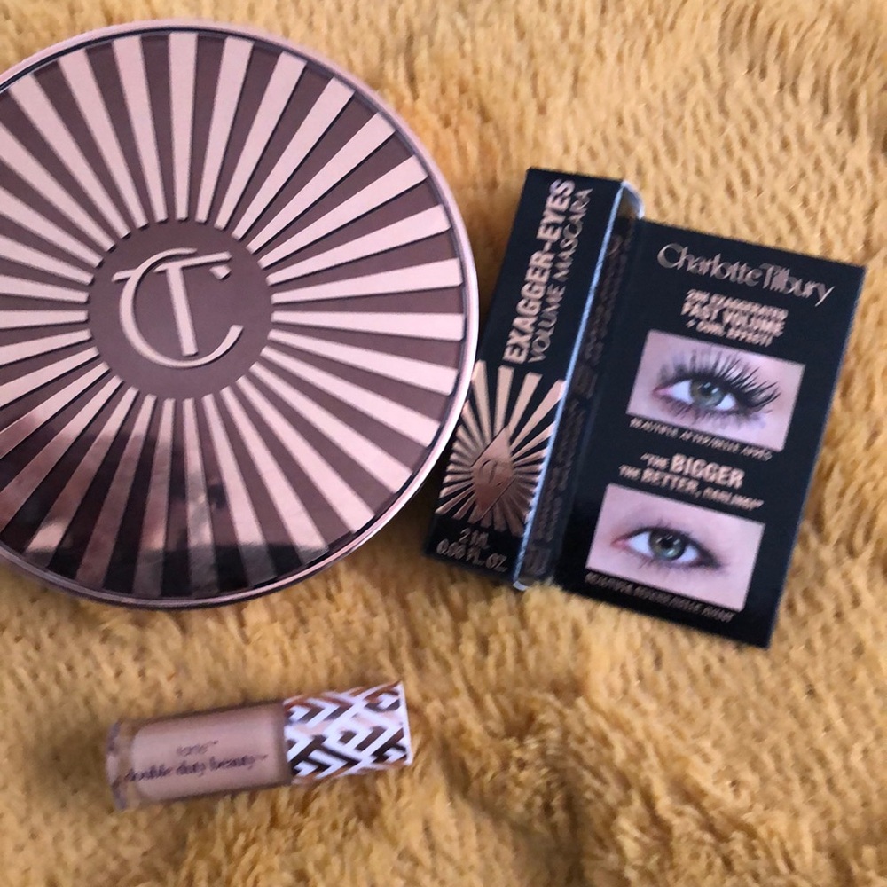 Lot of 3 -Charlotte Tilbury Beautiful bronzer swatched /new mascara & concealer